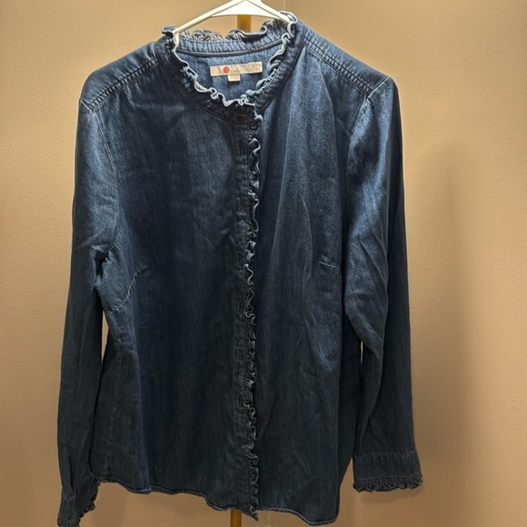 Women’s Biden size 16 denim ruffle shirt - Picture 1 of 2